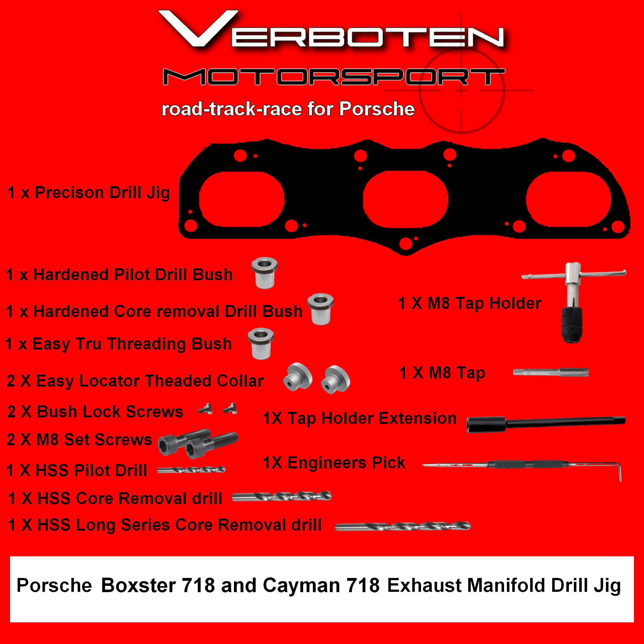 PORSCHE BOXSTER 718 AND CAYMAN 718 EXHAUST MANIFOLD STUD REPAIR DRILL