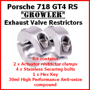 Porsche 718 Cayman GT4 RS "Growler" Exhaust Valve Restrictor Kit.